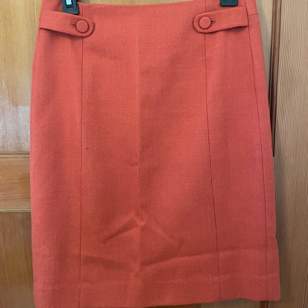 J.Crew orange wool pencil skirt